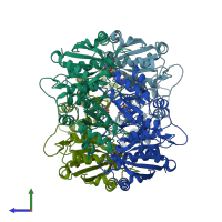PDB entry 2him coloured by chain, side view.