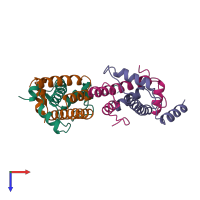 PDB entry 2hio coloured by chain, top view.