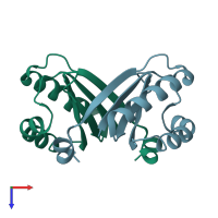 PDB entry 2hiq coloured by chain, top view.