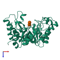 PDB entry 2his coloured by chain, top view.