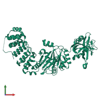 PDB entry 2hiv coloured by chain, front view.