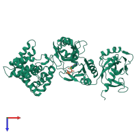 PDB entry 2hix coloured by chain, top view.