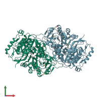 PDB entry 2hj0 coloured by chain, front view.