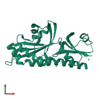 PDB entry 2hje coloured by chain, front view.