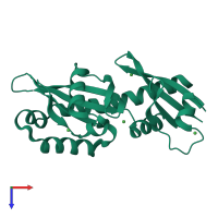 PDB entry 2hje coloured by chain, top view.