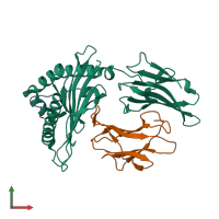 PDB entry 2hjl coloured by chain, front view.