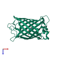 PDB 2hjo coloured by chain and viewed from the top.
