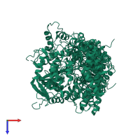 PDB entry 2hjq coloured by chain, ensemble of 20 models, top view.