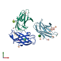 PDB entry 2hka coloured by chain, front view.