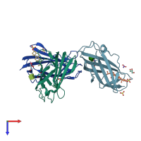 PDB entry 2hka coloured by chain, top view.