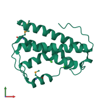 PDB entry 2hkv coloured by chain, front view.