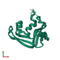 PDB entry 2hky coloured by chain, ensemble of 15 models, front view.
