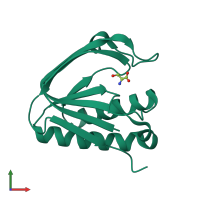 PDB entry 2hkz coloured by chain, front view.