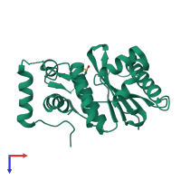 PDB entry 2hl8 coloured by chain, top view.