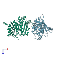 PDB entry 2hls coloured by chain, top view.