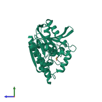 PDB entry 2hm7 coloured by chain, side view.
