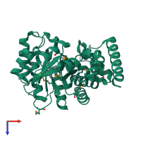 PDB entry 2hmc coloured by chain, top view.