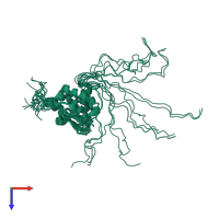 PDB entry 2hmx coloured by chain, ensemble of 20 models, top view.