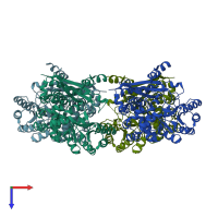 PDB entry 2hne coloured by chain, top view.