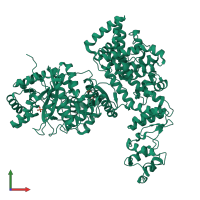 PDB entry 2hnh coloured by chain, front view.