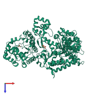 PDB entry 2hnh coloured by chain, top view.