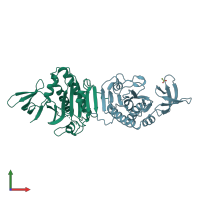 PDB entry 2hni coloured by chain, front view.