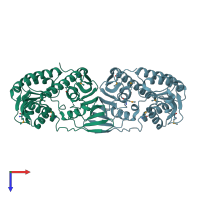 PDB entry 2ho5 coloured by chain, top view.