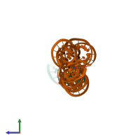 PDB entry 2ho7 coloured by chain, side view.