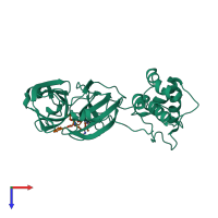 PDB entry 2hob coloured by chain, top view.