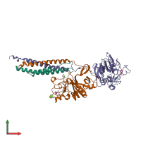 Hetero pentameric assembly 2 of PDB entry 2hod coloured by chemically distinct molecules, front view.