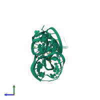 PDB entry 2hop coloured by chain, side view.