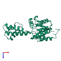 PDB entry 2hoq coloured by chain, top view.