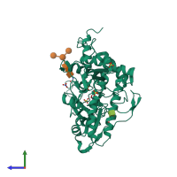 PDB entry 2hor coloured by chain, side view.