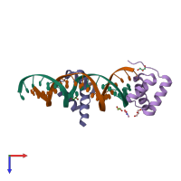 PDB entry 2hos coloured by chain, top view.