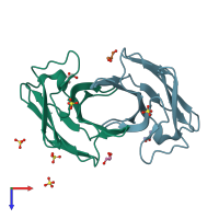 PDB entry 2hp4 coloured by chain, top view.