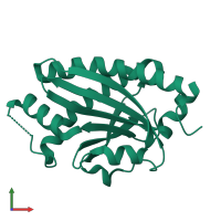 PDB entry 2hp7 coloured by chain, front view.