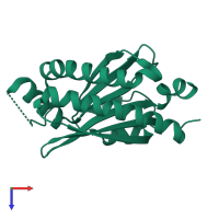 PDB entry 2hp7 coloured by chain, top view.