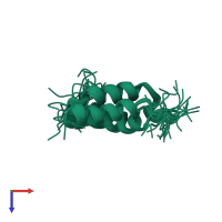 PDB entry 2hp8 coloured by chain, ensemble of 30 models, top view.