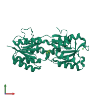 PDB entry 2hph coloured by chain, front view.