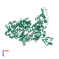 PDB entry 2hpi coloured by chain, top view.