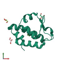 PDB entry 2hpj coloured by chain, front view.