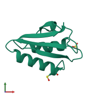 PDB entry 2hpr coloured by chain, front view.
