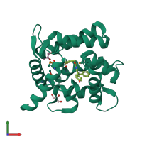 PDB entry 2hps coloured by chain, front view.