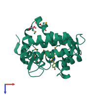 PDB entry 2hps coloured by chain, top view.