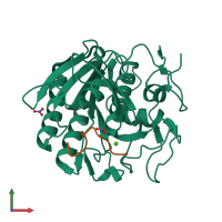 PDB entry 2hpz coloured by chain, front view.