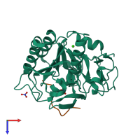 PDB entry 2hpz coloured by chain, top view.