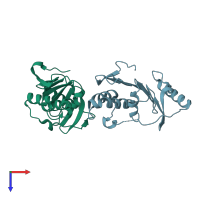 PDB entry 2hq4 coloured by chain, top view.