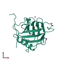 PDB entry 2hq6 coloured by chain, front view.