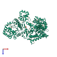 PDB entry 2hqa coloured by chain, top view.