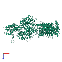 PDB entry 2hqf coloured by chain, top view.